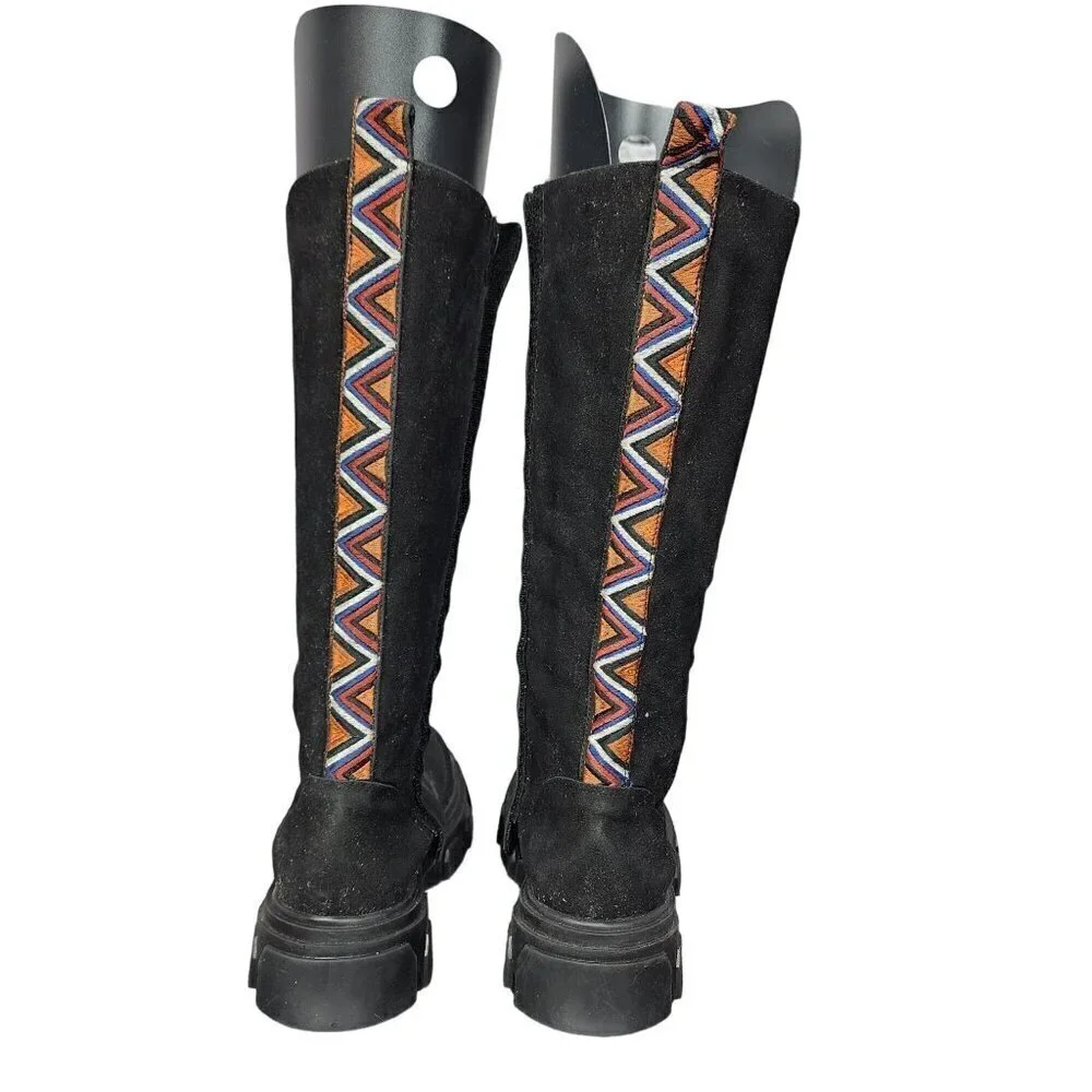 Farm Rio Black Faux Suede Calf Height Full Zip Boots, Women's 8 - Picture 3 of 15
